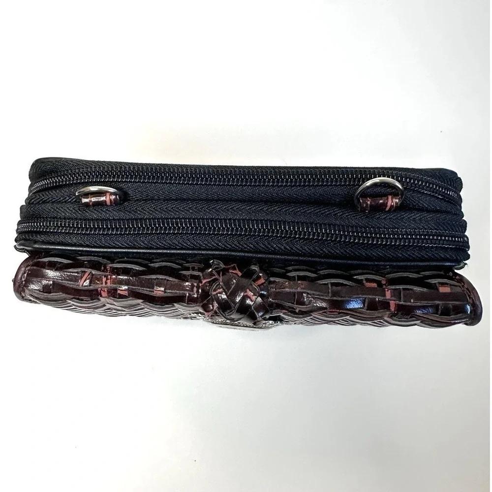 Western Crossbody Wallet Clutch Faux Croc Woven Leather Look Silver Heart Medusa